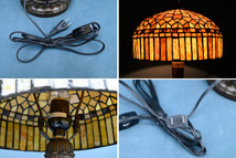 KL015 展示超美品 40年程前の保管品 希少デザイン 銅製 ブロンズ 真鍮 ステンドグラス テーブルランプ スタンド照明 デスクライト_画像5