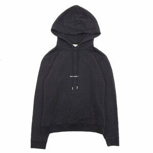 SAINT LAURENT サンローラン SAINT LAURENT PARIS シグネチャーロゴ フーディ プルオーバー パーカー トップス メンズ コットン 黒 XL