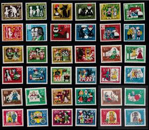 西ドイツ切手/1959-67年/グリム童話シリーズ！/4種×9セット・全36種完！！/未使用・美品