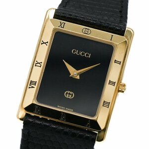 1円 稼働 GUCCI グッチ QZ 4200M 黒文字盤 GP 皮ベルト スクエア レディース ブランド 腕時計 クオーツ ウォッチ 正規品 1115420231219