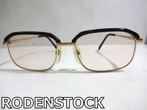 X3L007■美品■ ローデンストック RODENSTOCK 日本製 RODAFLEX チタン 金色&ブラウン ブルーライトカット メガネ 眼鏡 メガネフレーム 