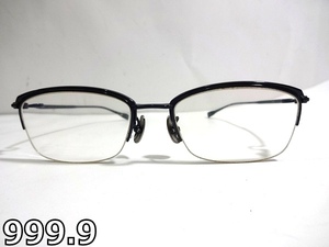 X3L050■本物■ フォーナインズ 999.9 日本製 チタン S-151T メタリックネイビー ブルーライトカット PC メガネ 眼鏡 メガネフレーム