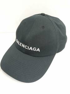 K 【BALENCIAGA】バレンシアガ ベースボールキャップ ブラック黒 L59 帽子 ロゴ刺繍 メンズ レディース
