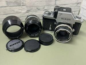 【36798.1212Y】中古　☆　動作未確認　Nikon　F　カメラ　No.760344　1：2　ｆ＝50ｍｍ　2点セット　レンズ　ｆ＝105ｍｍ　554085