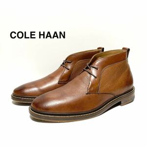 ☆良品 コールハーン COLE HAAN 焦がし加工 ２ホール レザー チャッカブーツ ブラウン 革靴 ショートブーツ デザートブーツ