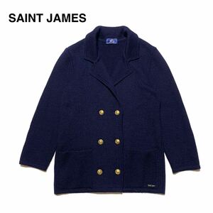 ☆良品 セントジェームス SAINT JAMES 金ボタン ニット カーディガン ダブルジャケット フランス製 紺ブレ セーター 古着 ヴィンテージ