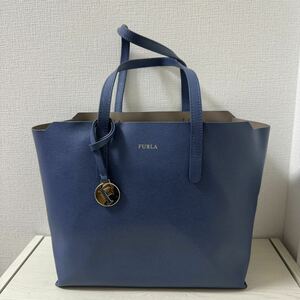 【新品同様】FURLA フルラ SALLY S サリー S トートバッグ ブルー　青　レザー ハンドバッグ