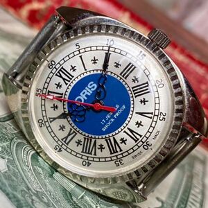 【個性的デザイン】★送料無料★ オリス ORIS メンズ腕時計 シルバー ブルー 手巻き ヴィンテージ アンティーク