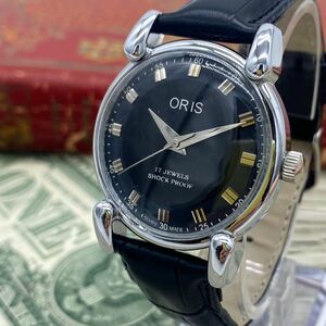 【紳士的】★送料無料★ オリス ORIS メンズ腕時計 ブラック シルバー 手巻き ヴィンテージ アンティーク