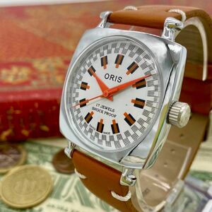 【個性的】★送料無料★ オリス ORIS メンズ腕時計 ホワイト スクエア 手巻き ヴィンテージ アンティーク
