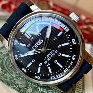 【レトロなデザイン】★送料無料★ オリス ORIS メンズ腕時計 ブラック 手巻き ヴィンテージ アンティーク