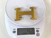 L323-K41-1007◎ HERMES/エルメス ベルト バックル 金具 約6×4cm ゴールドカラー ロゴ②_画像10