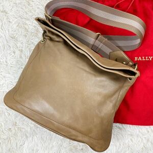 美品 BALLY バリー ショルダーバッグ サコッシュ トレインスポッティング トレスポ トリコロール レザー メンズ 斜め掛け ベージュ系 