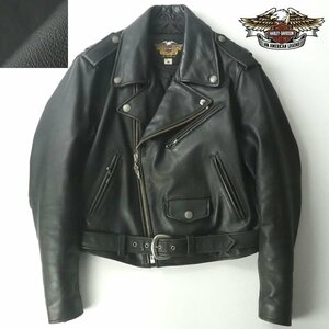 【王道の逸品！】美品 HARLEY DAVIDSON ハーレーダビッドソン 40180 牛革 ステアハイド レザー ライダースジャケット 黒 M 中綿入り