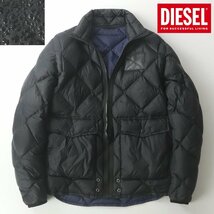 美品 DIESEL ディーゼル 軽量 キルティング ライトダウンジャケット チャコールブラック S ブルゾン 【相場価格￥44,000-】_画像1