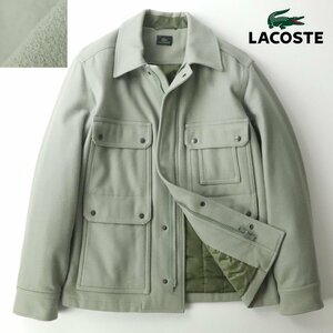 美品 LACOSTE ラコステ BH946S 中綿入り ブレンドウール マッキーノジャケット グリーングレー 52 JP:2XL メンズ 【相場価格￥39,000-】