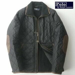 Polo by Ralph Lauren ラルフローレン エルボーパッチ 裏フリース キルティングジャケット ブラック 黒 M JP:L 【相場価格￥62,000-】