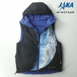 【10周年記念！】極美品 MINOTAUR ミノトール x JAXA NHK 地球 衛生写真転写デザイン ダウンパーカベスト 黒 ブラック S