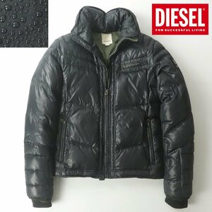 国内正規品 美品 DIESEL ディーゼル ナイロンタフタ ダウンジャケット M ジップアップ ブルゾン フード収納【相場価格￥45,950-】-