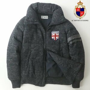 極美品 The DUFFER of St.GEORGE ザ ダファー オブ セント ジョージ ウールリネン ニット ダウンジャケット ネイビー M【相場価格￥38,500-