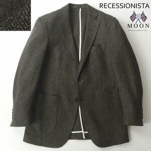 極美品 RECESSIONISTA リセッショニスタ MOON社製 高級ツイード 2B テーラードジャケット ブラウン ヘリンボーン M ブレザー