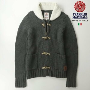 美品 イタリア製 FRANKLIN＆MARSHALL フランクリン＆マーシャル 襟ボア ダッフル ニットジャケット グレー L【定価￥26,460-】