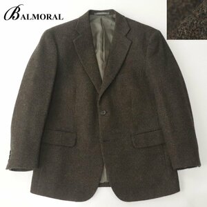 【極上の逸品】美品 日本製 Balmoral バルモラル 秋冬 アルパカ ツイード ウール テーラードジャケット 茶 AB3 JP:S ブレザー メンズ