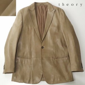 【とろとろ質感！】美品 theory セオリー ヴィンテージ加工 羊革 ラムレザー テーラードジャケット 茶 40 JP:L【参考価格￥132,000-】