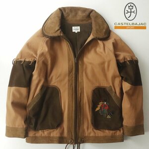 美品 日本製 CASTELBAJAC SPORT カステルバジャック ドルマンスリーブ ブルゾン 茶 4 JP:L メンズ フェイクスエード【参考価格￥48,000-】