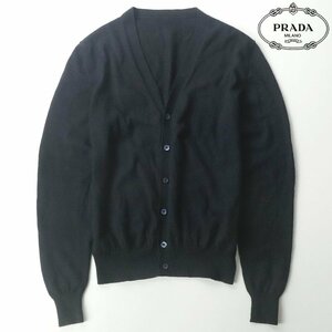 美品 PRADA プラダ ヴァージンウール100％ ファインニット Vネック カーディガン 44 JP:S セーター ハイゲージ【相場価格￥341,000-】