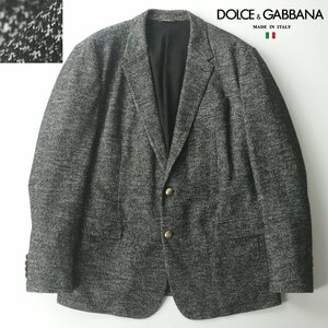 極美品 イタリア製 DOLCE＆GABBANA ドルチェ＆ガッバーナ ニット地 テーラードジャケット 黒白 54 JP:2XL【相場価格￥190,300-】