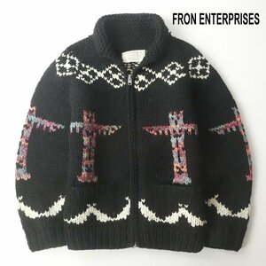 極美品 FRON ENTERPRISES フロンエンタープライス 肉厚 ヴァージンウール カウチンセーター ニットブルゾン XL-2XL程度 定価￥19,800-