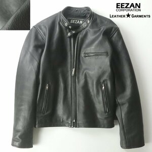 美品 EEZAN イーザン 牛革 ステアハイド 堅牢パキスタンレザー 641 シングル ライダースジャケット 黒 40 JP:L バイクウェア バイクウェア