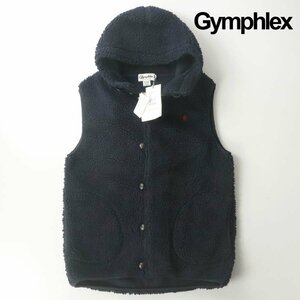 新品タグ付き Gymphlex ジムフレックス ボアベスト ネイビー 紺 3/L バスケットボタン メンズ フード付き【定価￥16,280-】