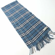 【定番人気！】極美品 スコットランド製 BURBERRY バーバリー クラシック マフラー ノバチェック 青紺 ストール 相場価格￥66,000-_画像2