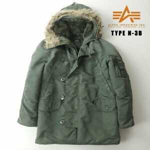 参考価格￥33,000 極美品 USA アメリカ製 ALPHA INDUSTRIES アルファ TYPE N-3B ナイロンツイル フライトジャケット セージグリーン S(JP:M