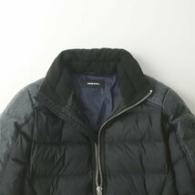 極美品 DIESEL ディーゼル W-MODE JACKET デニム切替 撥水 ナイロン ハイブイットダウンジャケット 黒 インディゴ S 【定価￥60,500-】_画像2