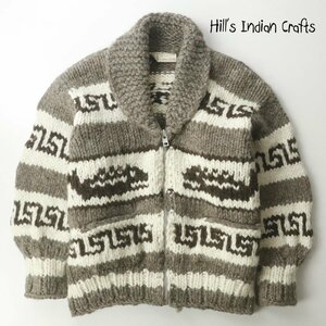 極美品 カナダ製 ハンドメイド Ｈill's Indian Crafts ヒルズ インディアン クラフツ クジラ柄 肉厚 カウチンセーター L[参考価格￥44,000-