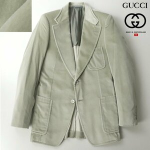 【最高級のベルベット！】美品 イタリア製 GUCCI グッチ シルクコットン ベロア 2つボタン ブレザー ジャケット 48R【参考価格￥399,300-】