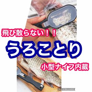 ★新品★一台二役 魚ウロコ取り 小型ナイフ付き うろこ取り器　鱗処理