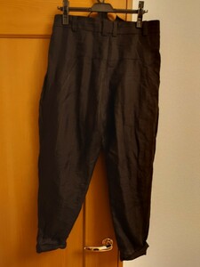 DEVOA 21SS Cropped pants Ramie stripe サイズ2 ブラック PTF-BST デヴォア クロップドパンツ サルエル