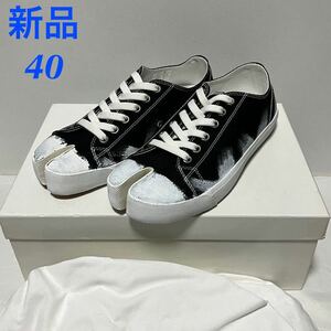 新品 メゾンマルジェラ MAISON MARGIELA タビ スニーカー Tabi 足袋 ペイント ブラック×ホワイト ペイント サイズ 40 ユニセックス