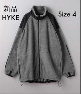 新品 HYKE ハイク FLEECE JACKET フリース ジャケット 2023AW 今季 GRAY グレー×ブラック サイズ 4 フリースジャケット ユニセックス