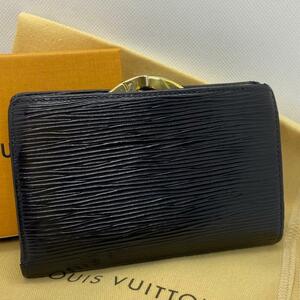 R177 極美品ルイヴィトン エピ がま口 折り財布 コインケース ポルトフォイユ レザー ウォレット 黒 ブラック Louis Vuitton