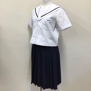 O333/(中古)兵庫県 加古川北高校 女子制服2点 /M/W63/丈56/セーラー/夏スカート/紺1本ライン/しもかわ/半袖/夏服/夏用/中学校/高校/学生服