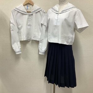 I250/Y(中古)山形県 山形城北高校 女子制服3点 /旧制服/大きめ/LL/W73/丈62/セーラー/夏スカート/グレー2本/夏服/合服/中学/学生服