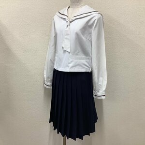 I257/Y(中古)山形県 山形市立 第六中学校 女子制服3点 /165A/W60/丈57/セーラー/冬スカート/タイ/茶1本ライン/MICHEL KLEIN/紺/合服/学生服