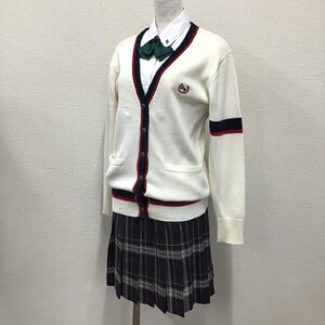 O256/(中古) 女子制服4点 /11/M/W68/カーディガン/ブラウス/冬スカート/リボン/EAST BOY/Conomi/グレー/緑/チェック柄/女子学生/学生服