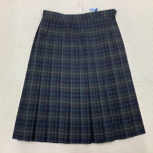 I270/Y(中古)山形県 山辺中学校 女子制服1点 /W63/丈57/20本/夏スカート/チェック柄/グレー/緑/kanko/夏用/女子学生/高校/学生服