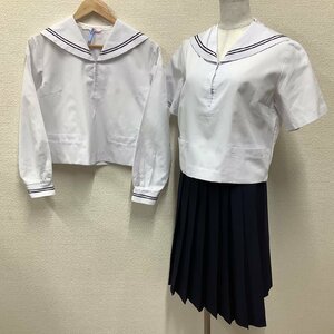 I272/Y(中古)山形県 山形市立 第三中学校 女子制服4点 /L/W69/丈57/セーラー/夏スカート/KANKO/紺2本/夏服/合服/女子学生/学生服